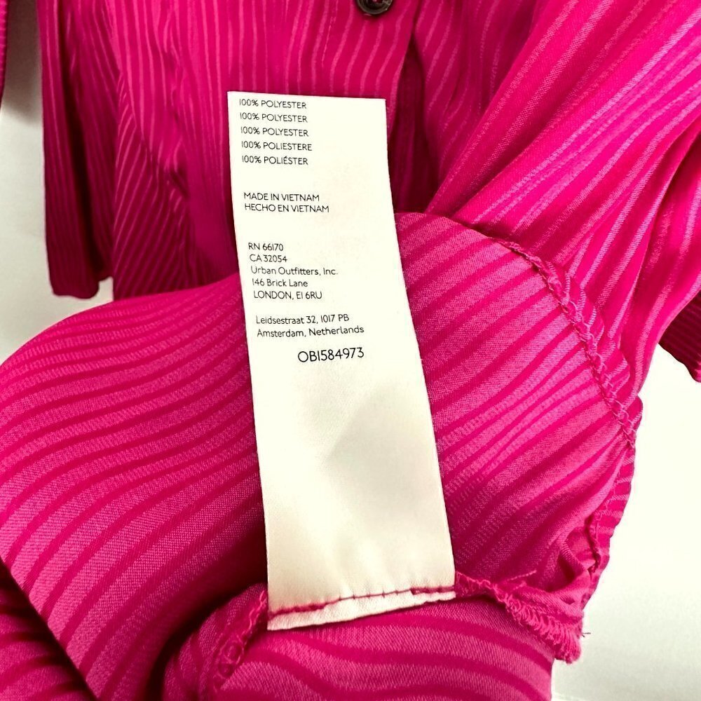 FREE PEOPLE Everly Pinstripe Long Sleeve Shirtdress in Pink Phenom Size X-Small - Picture 7 of 11